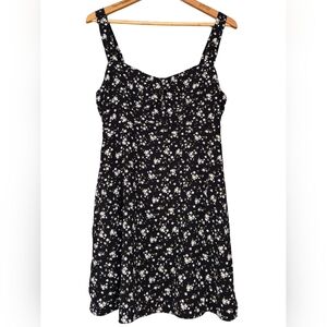 Floral Sweetheart Neckline Strap Skater Mini Dress Sz L